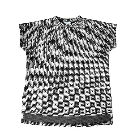See And Be Seen Women's High Neck Textured Blouse Black White Geometric Size S - Picture 1 of 7